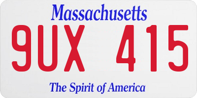 MA license plate 9UX415