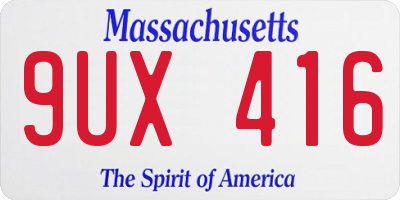 MA license plate 9UX416