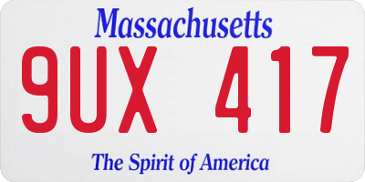 MA license plate 9UX417