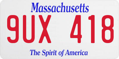 MA license plate 9UX418