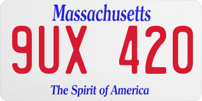 MA license plate 9UX420
