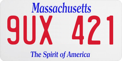 MA license plate 9UX421