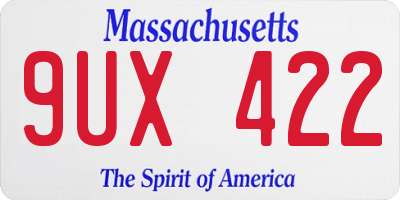 MA license plate 9UX422