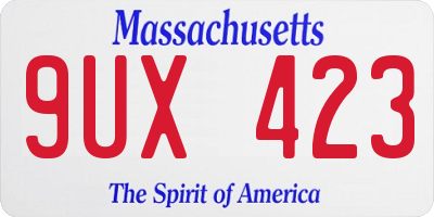 MA license plate 9UX423