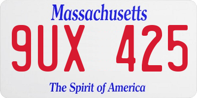 MA license plate 9UX425
