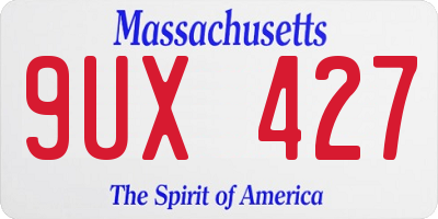 MA license plate 9UX427
