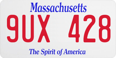 MA license plate 9UX428