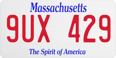 MA license plate 9UX429