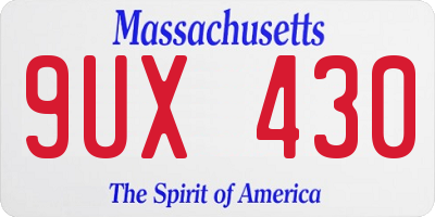 MA license plate 9UX430