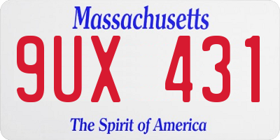 MA license plate 9UX431