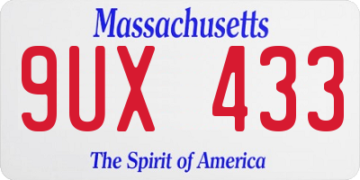 MA license plate 9UX433