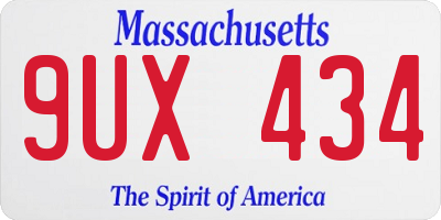 MA license plate 9UX434