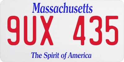 MA license plate 9UX435