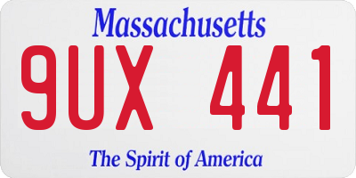 MA license plate 9UX441