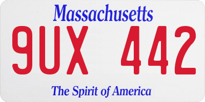 MA license plate 9UX442