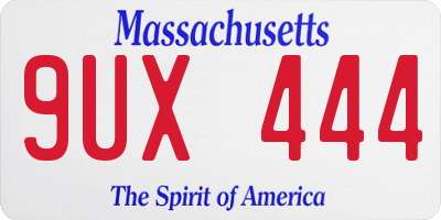 MA license plate 9UX444