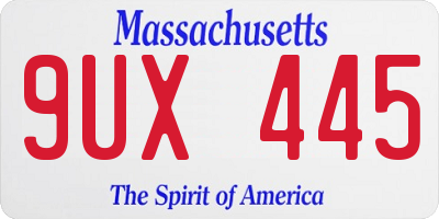 MA license plate 9UX445