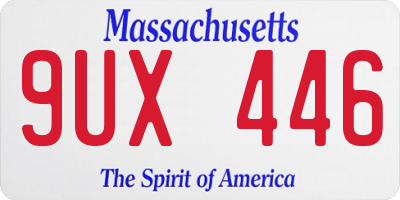 MA license plate 9UX446