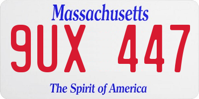 MA license plate 9UX447