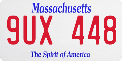 MA license plate 9UX448