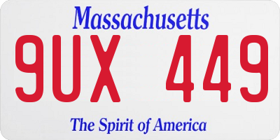 MA license plate 9UX449