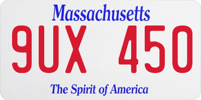 MA license plate 9UX450