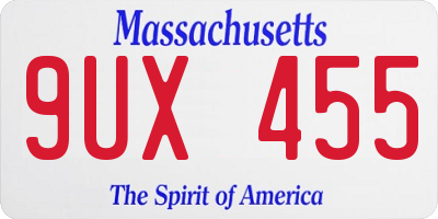 MA license plate 9UX455