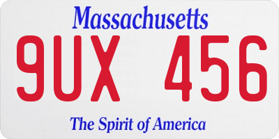 MA license plate 9UX456