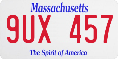 MA license plate 9UX457