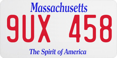 MA license plate 9UX458