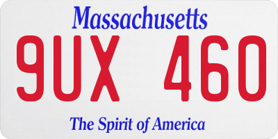 MA license plate 9UX460