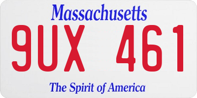 MA license plate 9UX461
