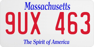 MA license plate 9UX463