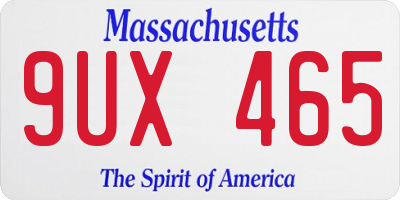 MA license plate 9UX465