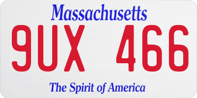 MA license plate 9UX466