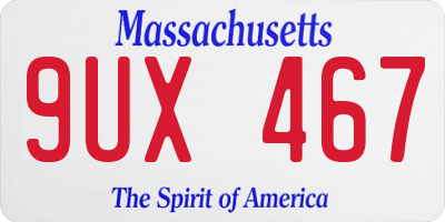 MA license plate 9UX467