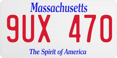 MA license plate 9UX470
