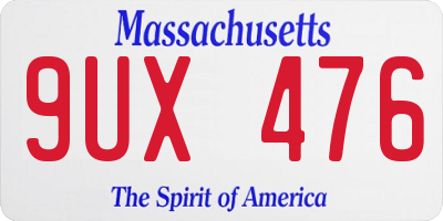 MA license plate 9UX476