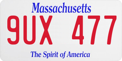 MA license plate 9UX477