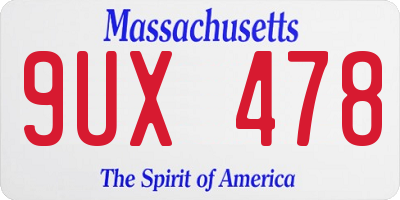 MA license plate 9UX478