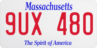 MA license plate 9UX480