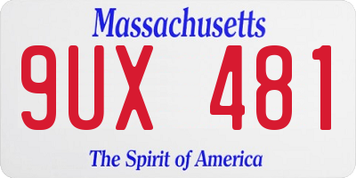 MA license plate 9UX481