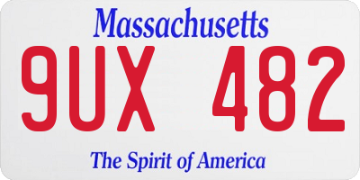 MA license plate 9UX482