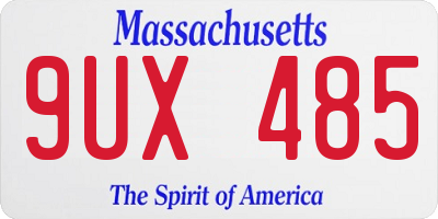 MA license plate 9UX485