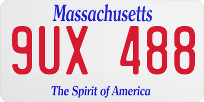MA license plate 9UX488