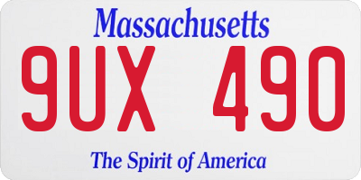 MA license plate 9UX490