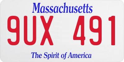 MA license plate 9UX491