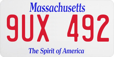 MA license plate 9UX492