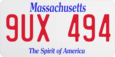 MA license plate 9UX494