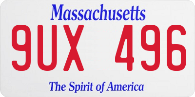 MA license plate 9UX496